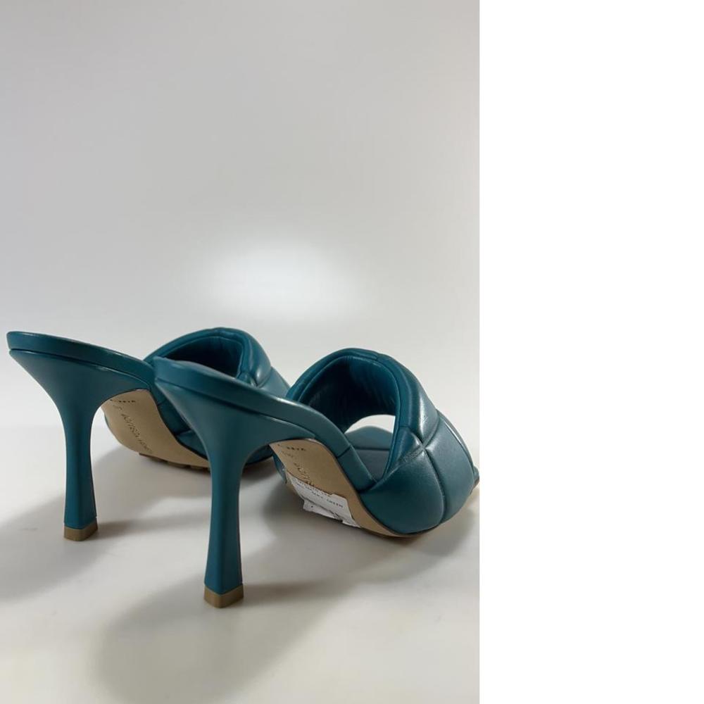 Rubber Lido Duck Green Quilted Square Toe Classic Sandals Heels D900 - Picture 5 of 11